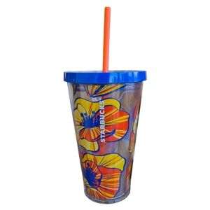 Starbucks 16 OZ Poppy Flower Acrylic Cold Cup -‎ Limited Edition!